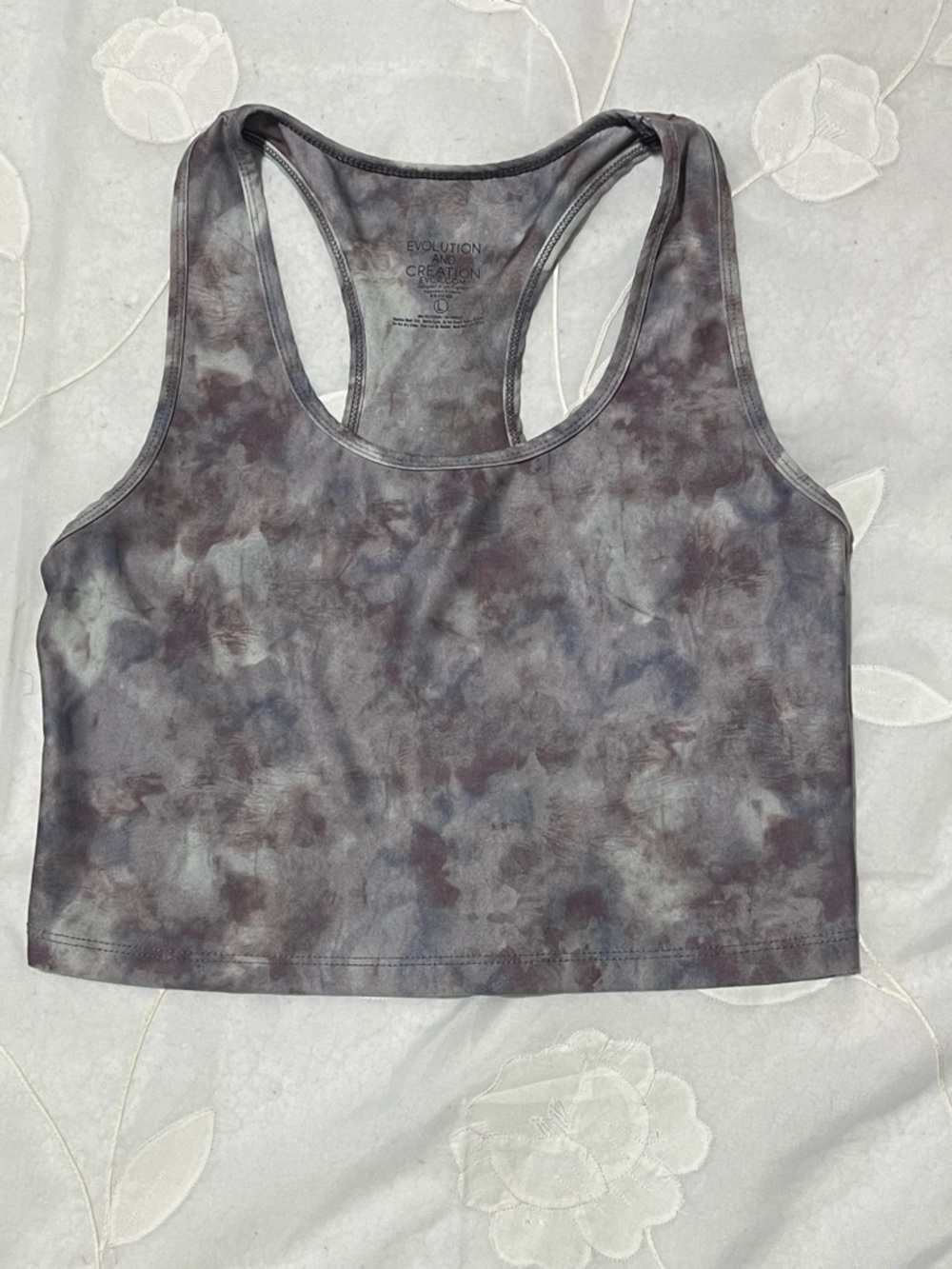 Evolution and Creation Tie-Dye Racerback Crop Tank - Gray & Mauve